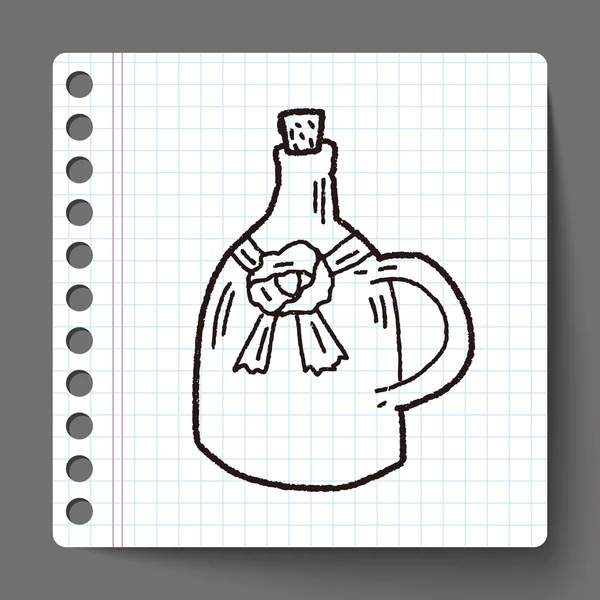Wijnfles doodle — Stockvector