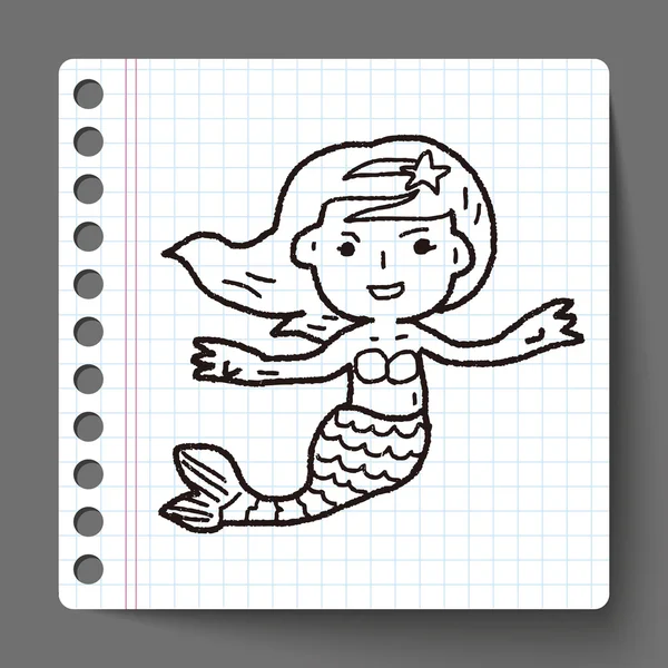Mermaid doodle — Stock Vector