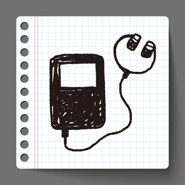 Lecteur de musique dessin doodle — Image vectorielle