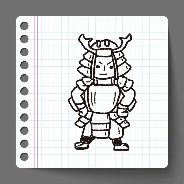 Samurai doodle — Stock vektor