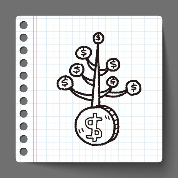 Doodle árvore dinheiro — Vetor de Stock