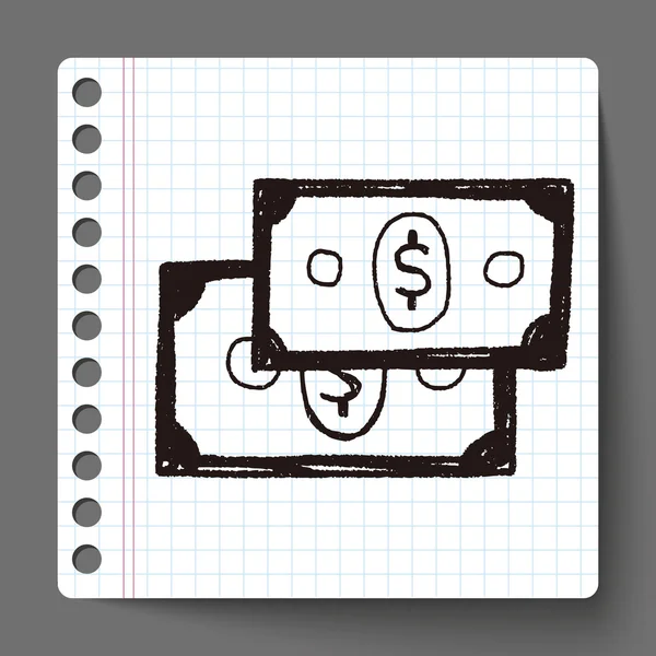 Geld bill doodle tekening — Stockvector