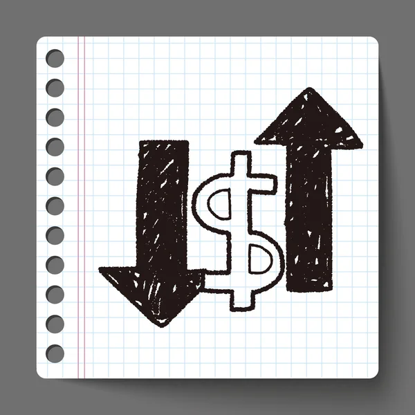 Uitwisseling geld doodle — Stockvector