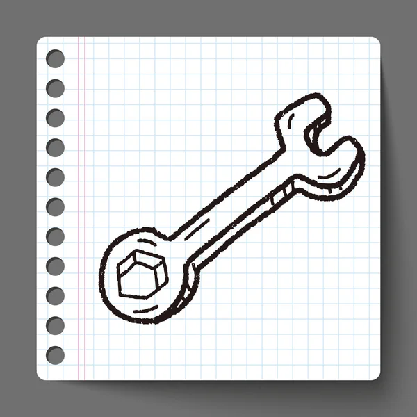 Auto-Reparatur-Schraubenschlüssel Doodle-Symbol handgezeichnete