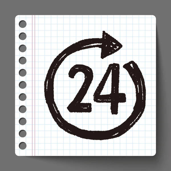 24 hodin zákazníkům služby doodle kresba — Stockový vektor