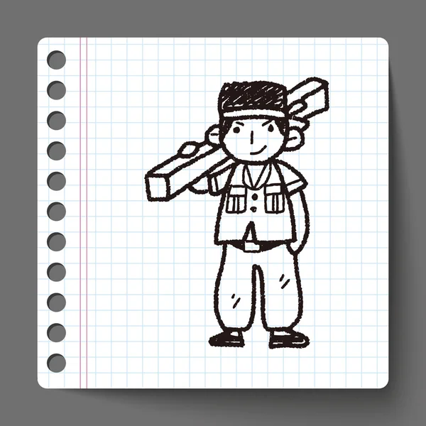 Pracovníka doodle — Stockový vektor