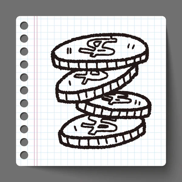 Doodle peníze mince — Stockový vektor