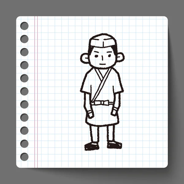 Japonský kuchař doodle — Stockový vektor