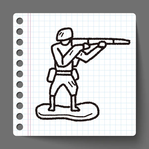 Toy soldier doodle — Stock Vector