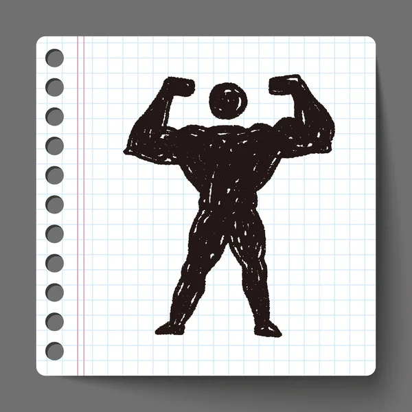 Doodle muscular forte — Vetor de Stock