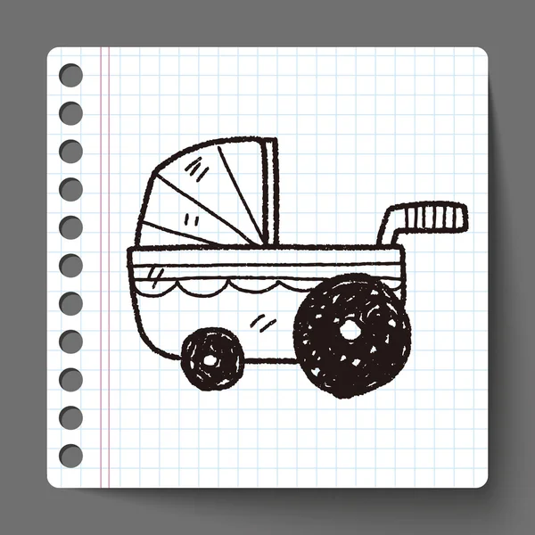 Baby cart doodle - Stok Vektor