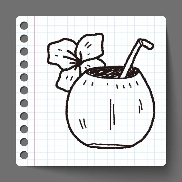 Doodle de leite de coco — Vetor de Stock