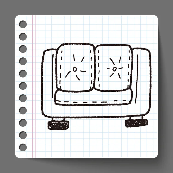 Doodle sofá — Vetor de Stock