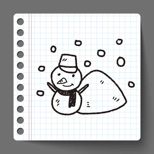 Snowman doodle — Stock Vector