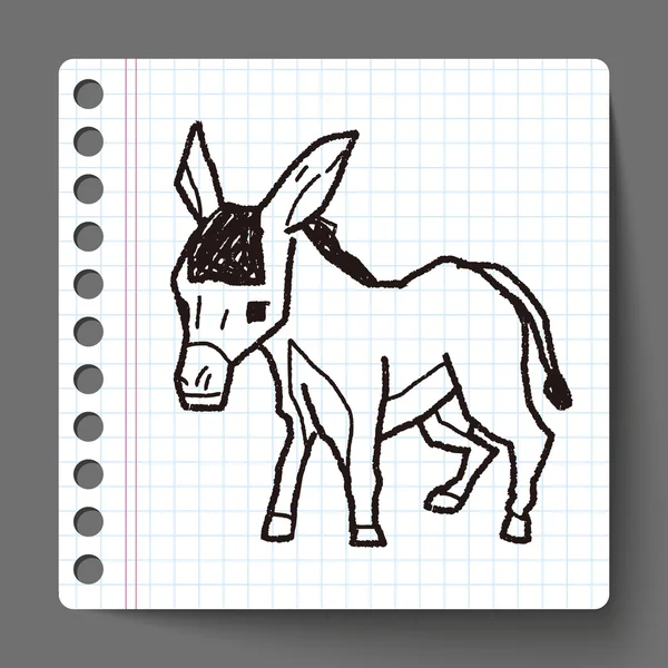 Doodle de burro — Vetor de Stock