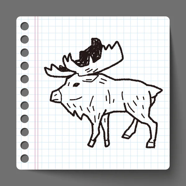 Elk doodle — Stock Vector