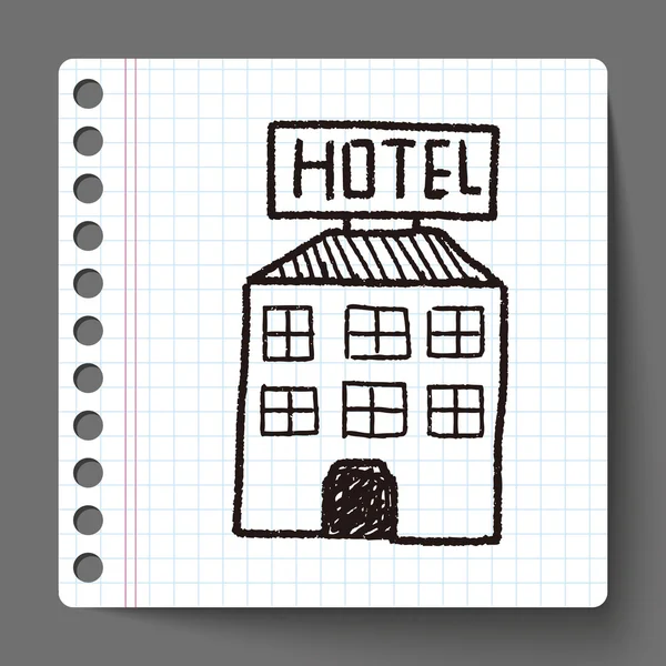 Dessin de doodle hôtel — Image vectorielle