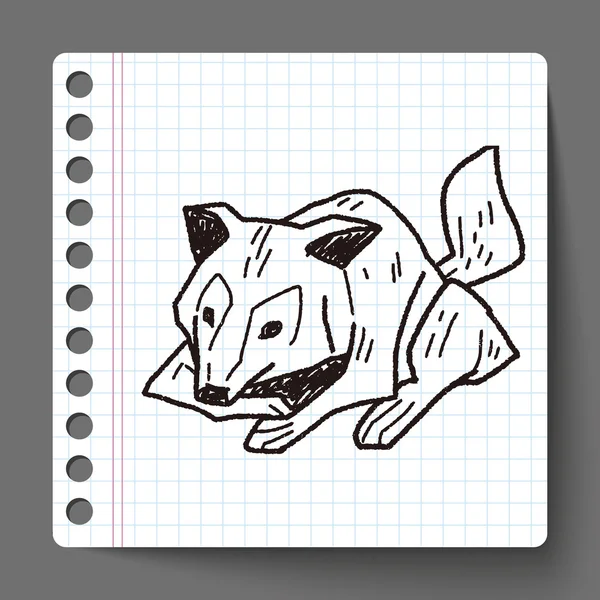 Vlk doodle — Stockový vektor