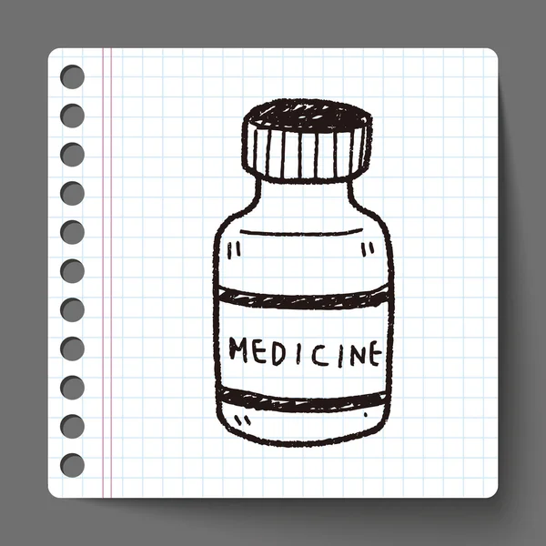 Medizin Flasche Doodle Zeichnung — Stockvektor