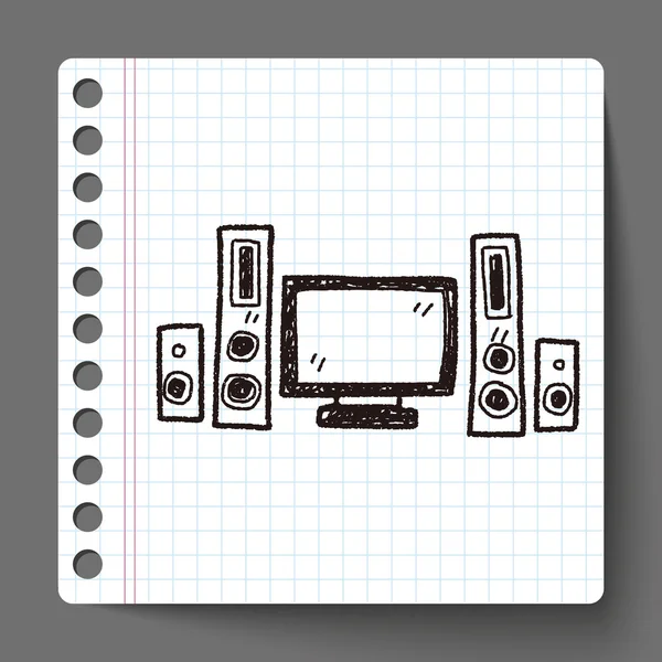 Maison tv doodle — Image vectorielle