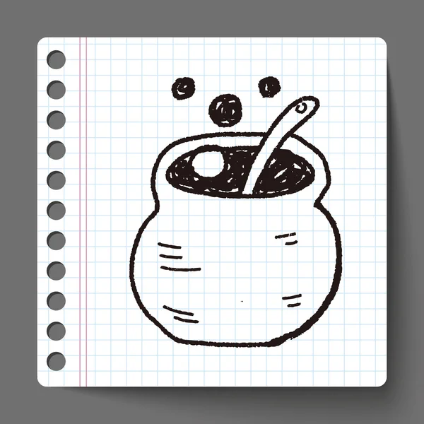 Halloween cauldron doodle — Stock Vector