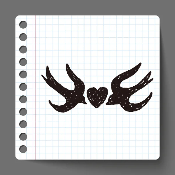 Love bird doodle — Stock Vector