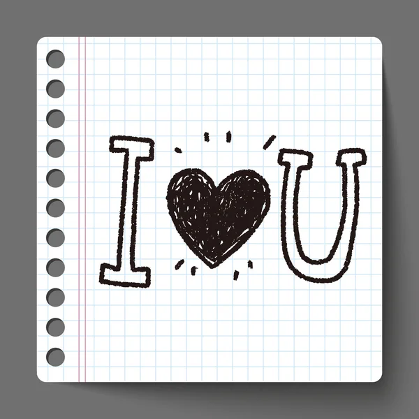 Jag älskar dig doodle — Stock vektor