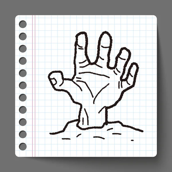 Doodle mão zumbi — Vetor de Stock
