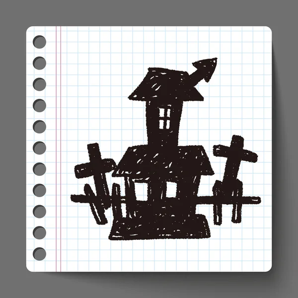 Halloween dům doodle — Stockový vektor