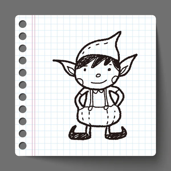 Kerstmis elf doodle — Stockvector