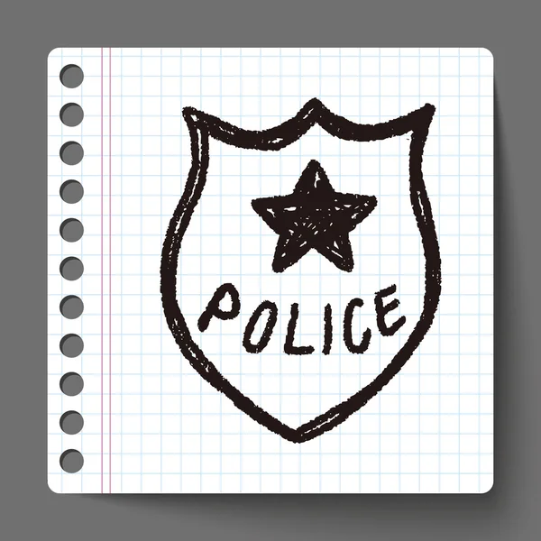 Doodle odznaka policja — Wektor stockowy