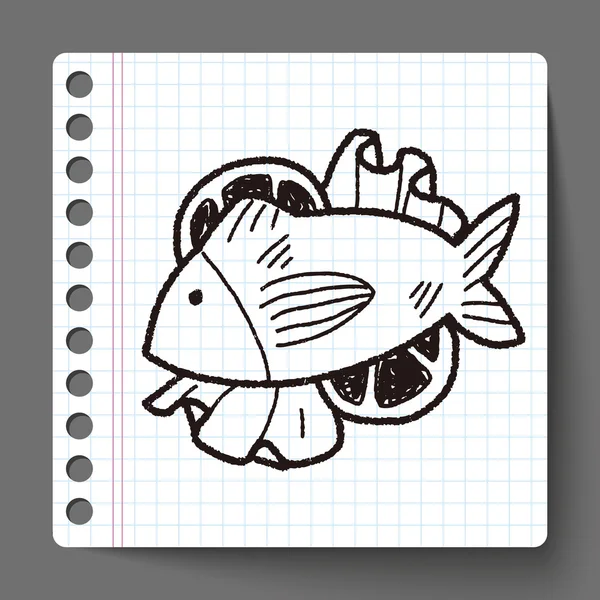 Каракули из рыбы — стоковый вектор