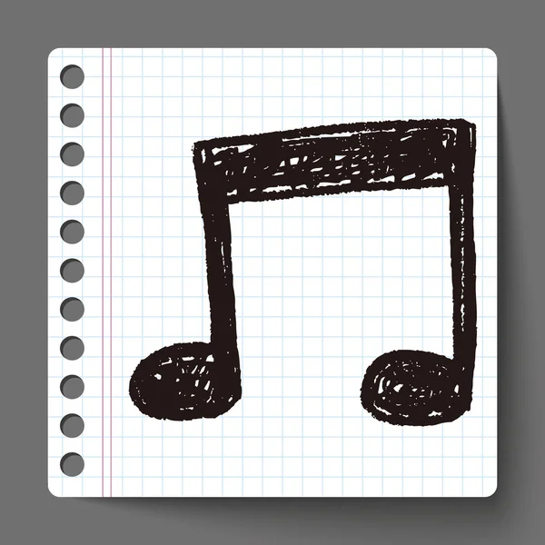 Music note doodle drawing — Stock Vector