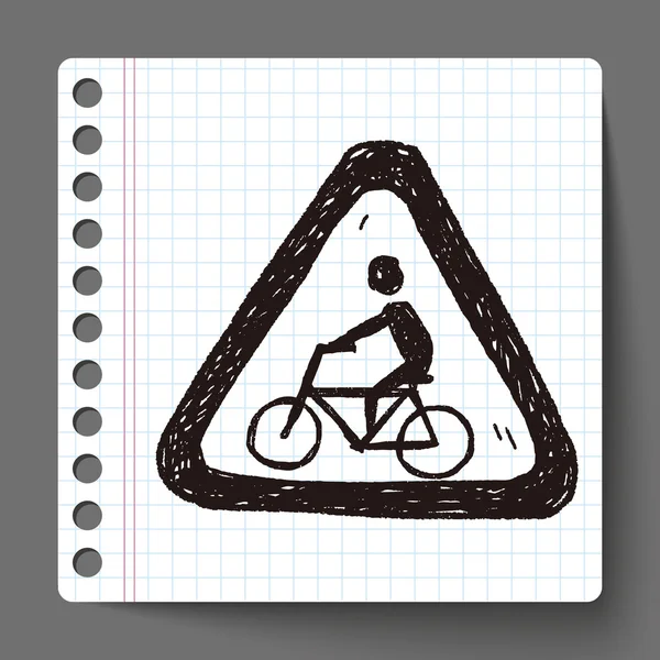 Señal de bicicleta garabato — Vector de stock