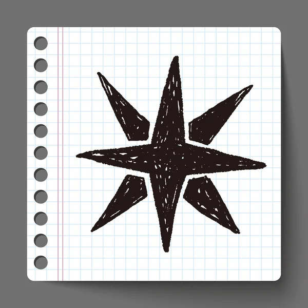 Bússola estrela doodle — Vetor de Stock