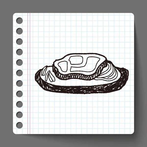 Doodle biftek — Stok Vektör