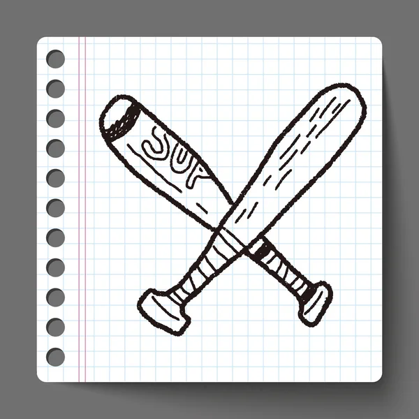 Bâton de baseball doodle — Image vectorielle