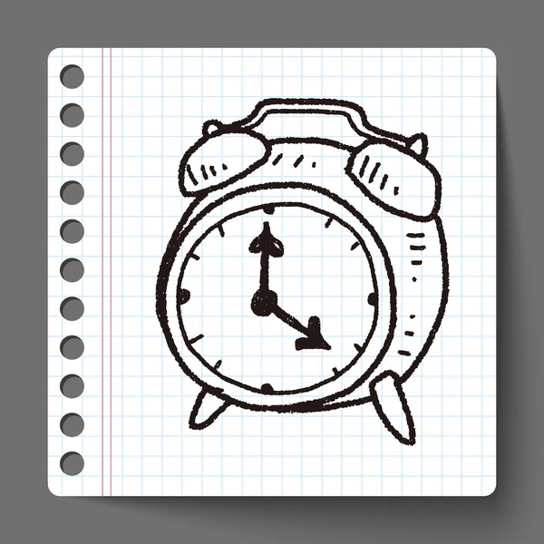 Reloj despertador Doodle — Vector de stock