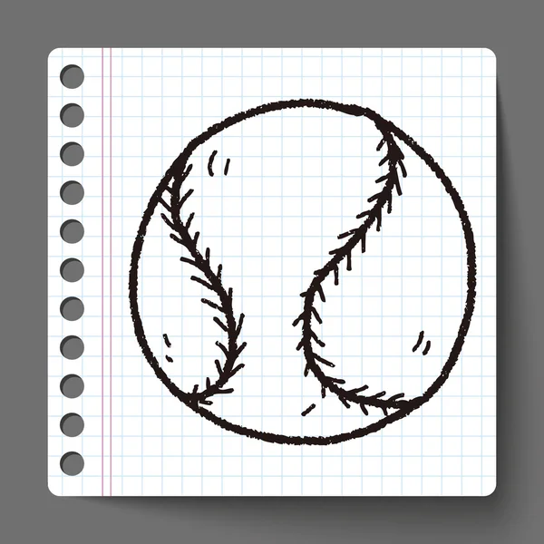 Bola de basebol Doodle — Vetor de Stock