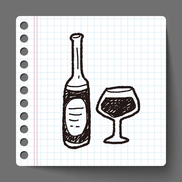 Botella de vino garabato — Vector de stock