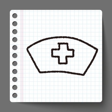 Hemşire şapka doodle çizim