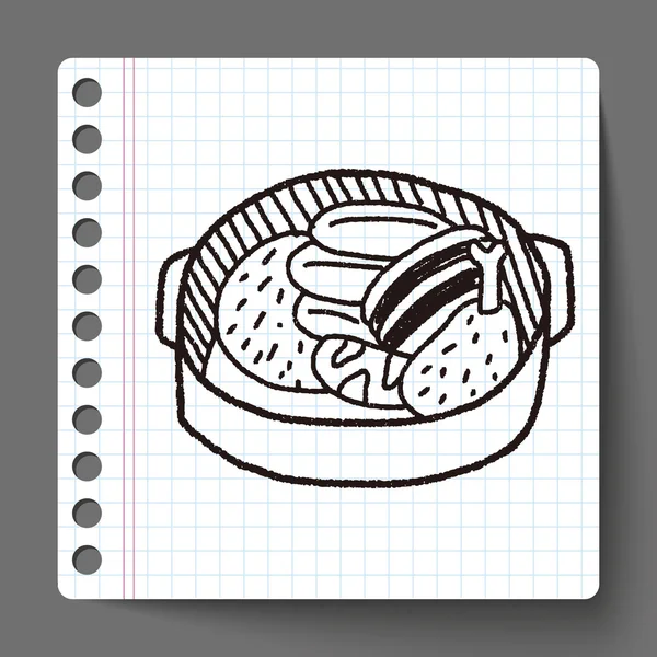 涂鸦炖煮的食物 — 图库矢量图片