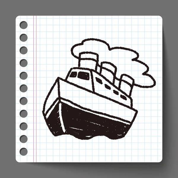 Doodle-Dampfschiff — Stockvektor
