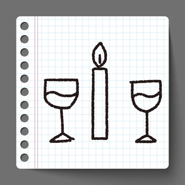 Jantar à luz de velas doodle — Vetor de Stock