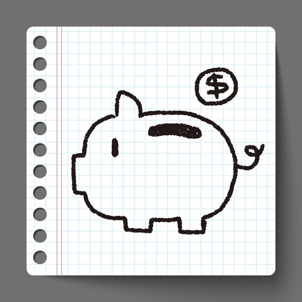 Spaarpot doodle tekening — Stockvector
