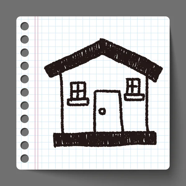 Casa doodle desenho — Vetor de Stock