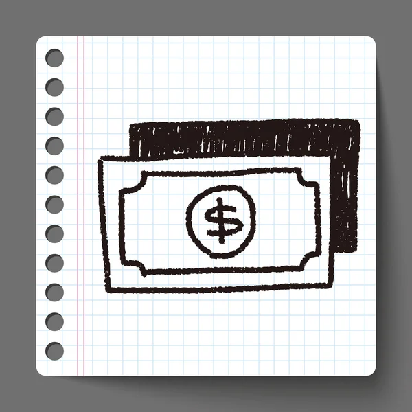 Peníze Billa doodle výkresu — Stockový vektor