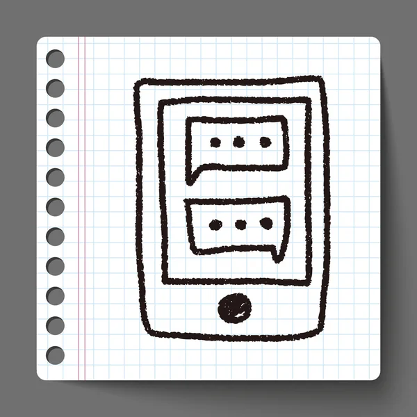 Mobiele telefoon doodle tekening — Stockvector