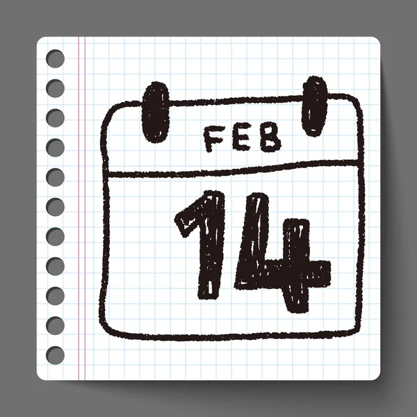 Calendario San Valentino disegno doodle — Vettoriale Stock