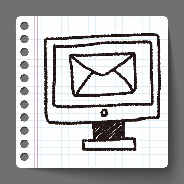 Computer mail doodle drawing — Stock Vector